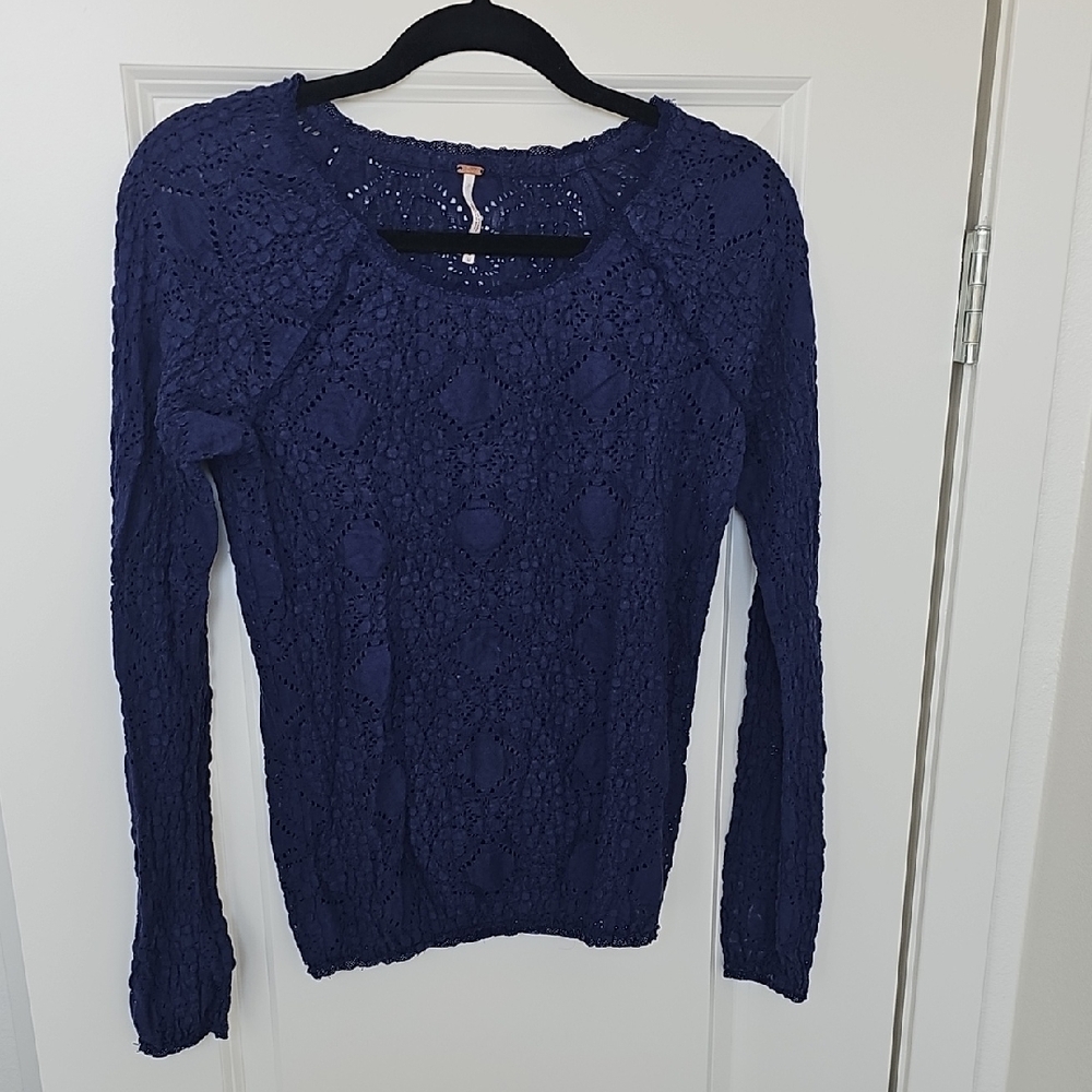 Free People Deep Blue Women's Sweater